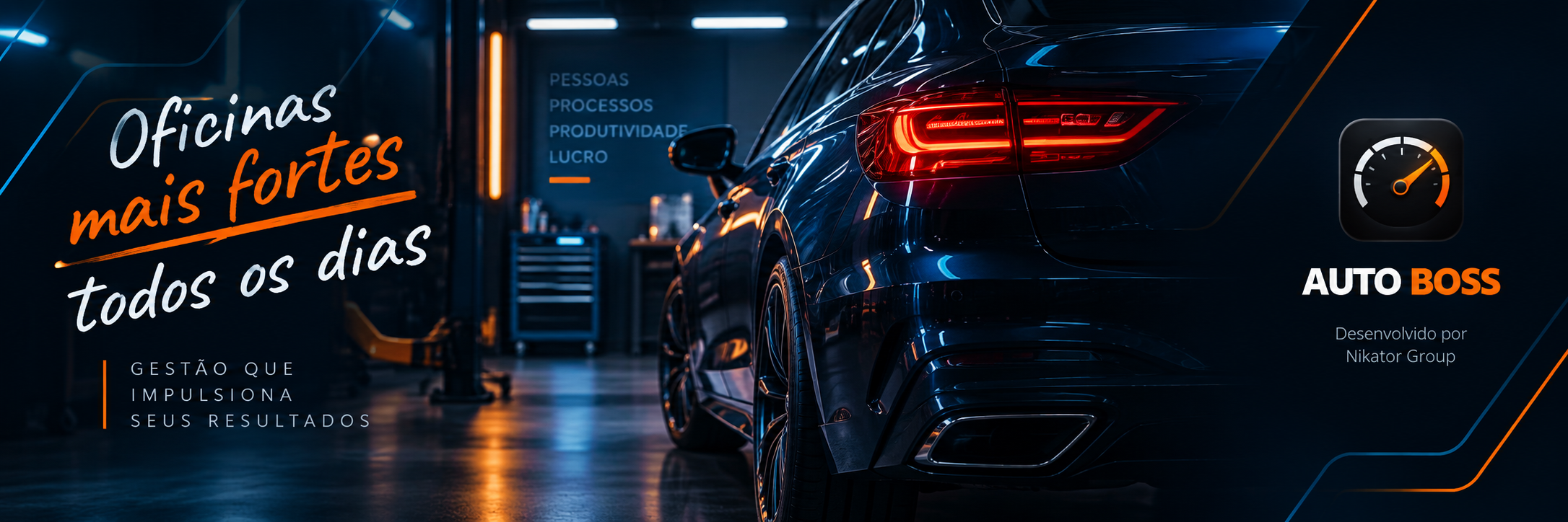 Oficina automotiva com veículo